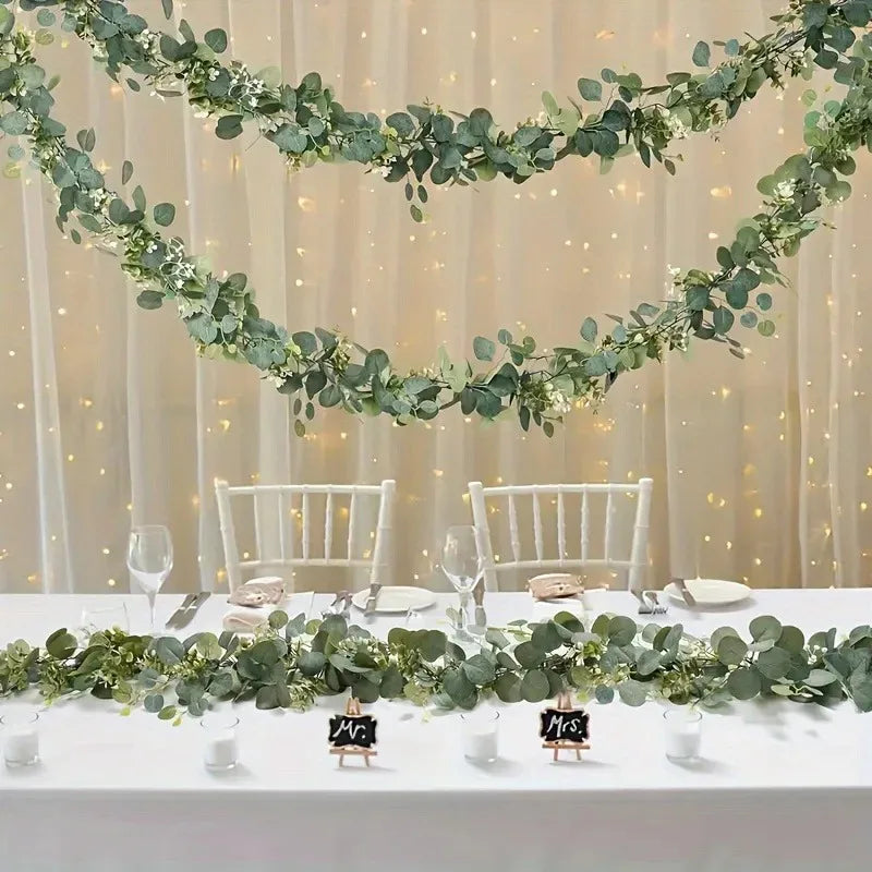 Artificial Eucalyptus Garland with Flowers