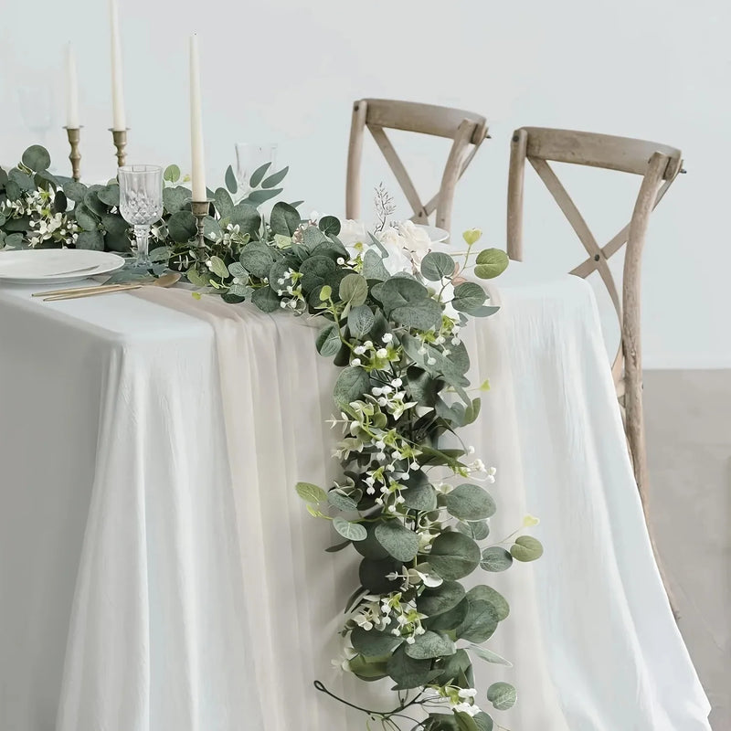 Artificial Eucalyptus Garland with Flowers