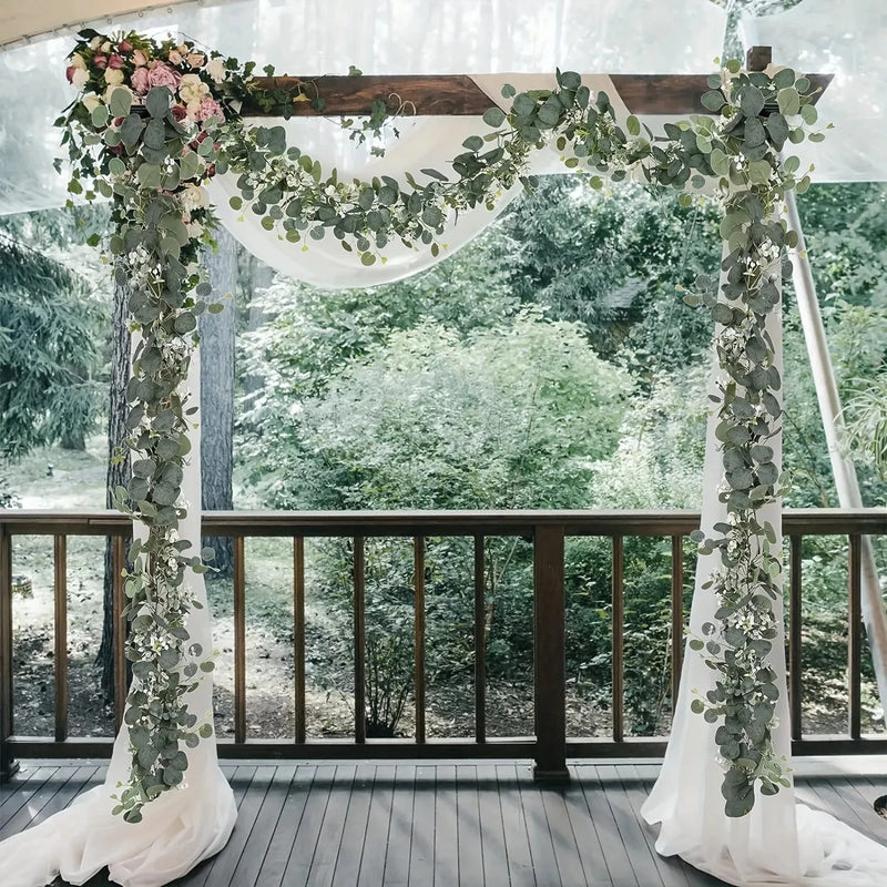 Artificial Eucalyptus Garland with Flowers