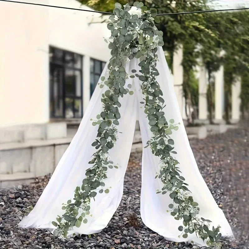 Artificial Eucalyptus Garland with Flowers