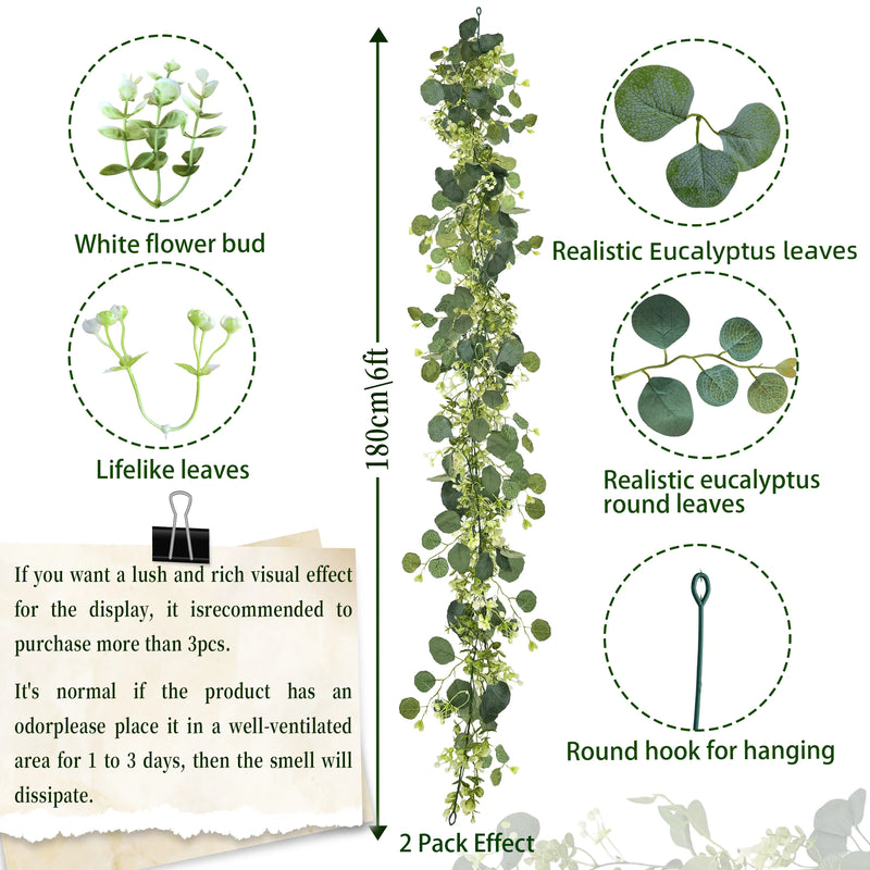 Artificial Eucalyptus Garland with Flowers